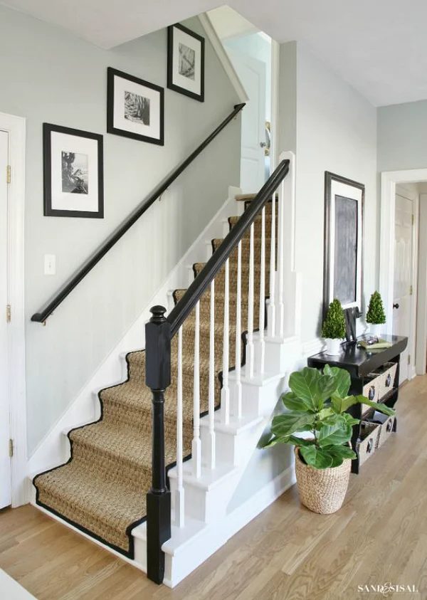 Paint colors for wood floors and trim: Comfort Gray by Sherwin Williams