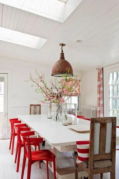 Red dining room Painted Accent Furniture