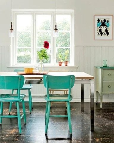 Blue Dining room chairs Painted Accent Furniture