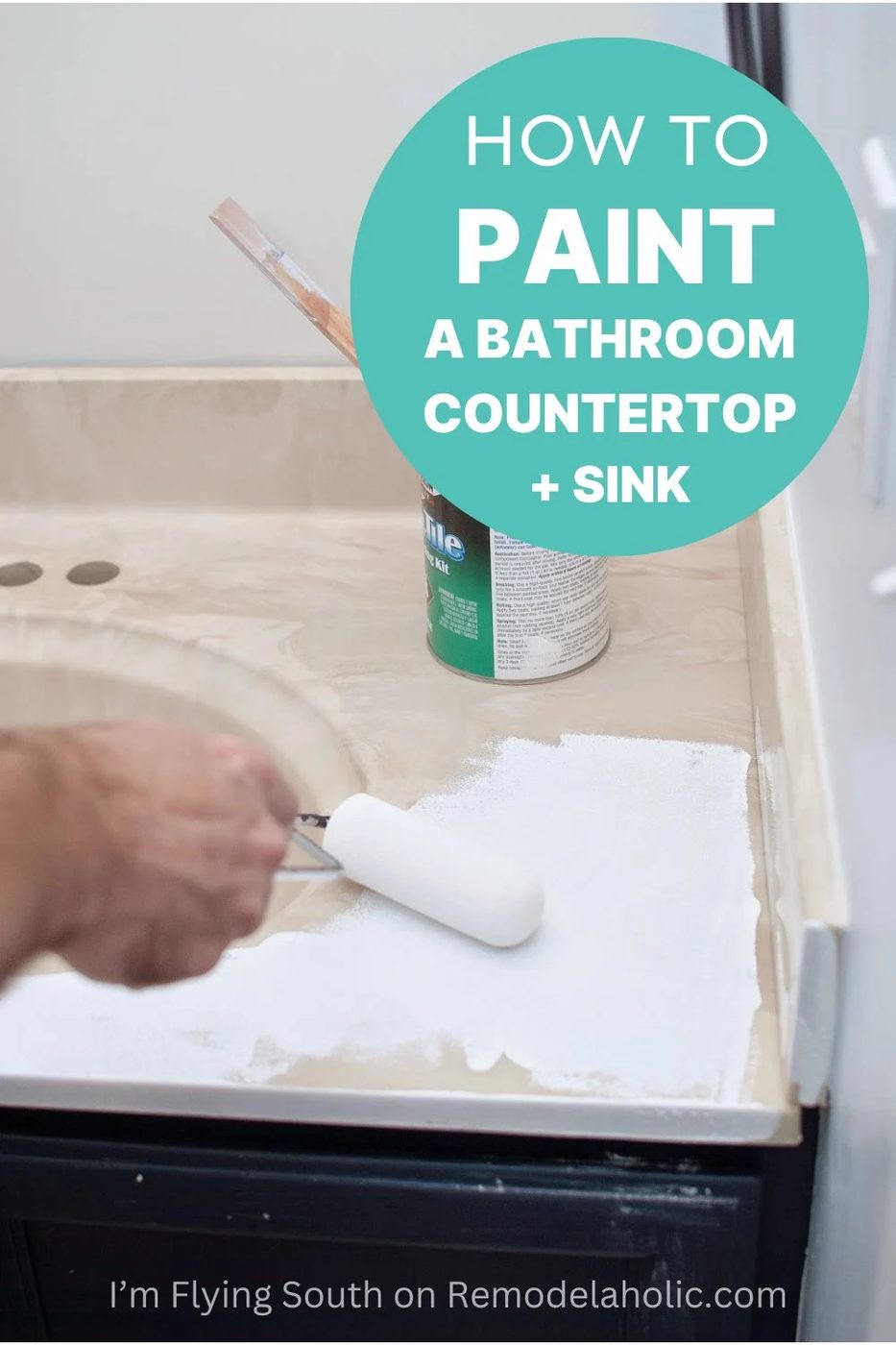 How To Paint A Bathroom Countertop Sink In A Weekend With Rustoleum Tub And Tile Paint Epoxy Kit, I'm Flying South On Bekob