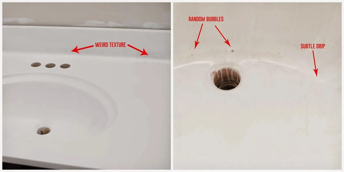 how to paint a bathroom countertop sink with Rustoleum tub tile epoxy paint - I'm Flying South featured on @Bekob