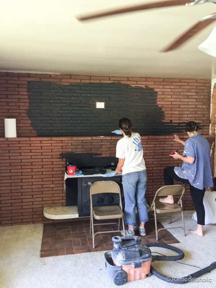 How to paint a brick mantel