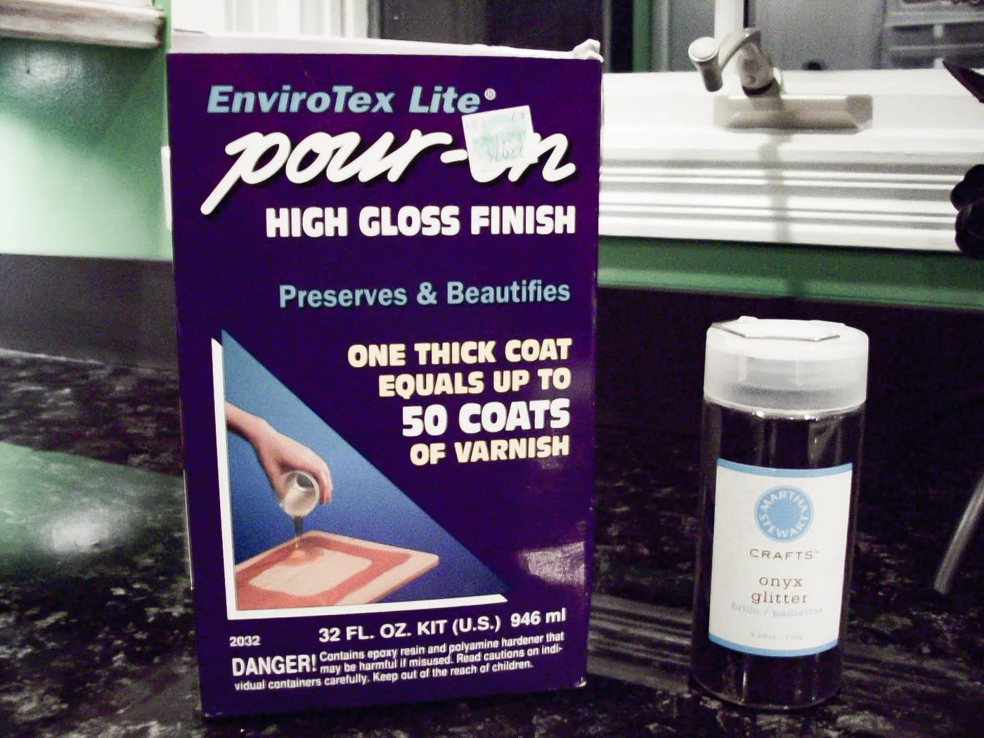 6 Epoxy Resin Top Coat And Onyx Black Glitter