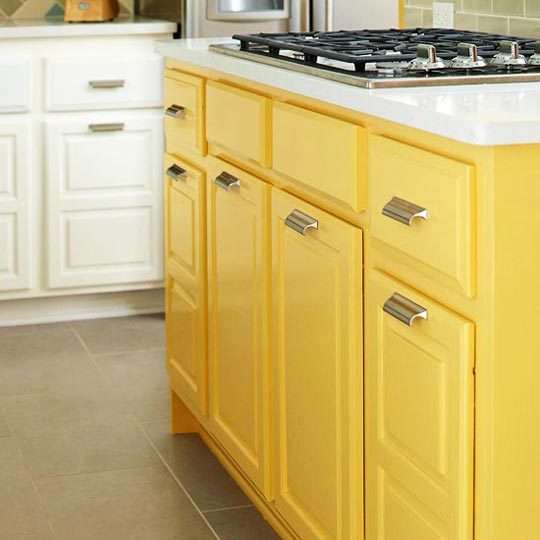 The Kitchn yellow island
