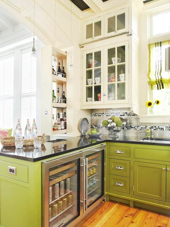 avacado green base cabinets