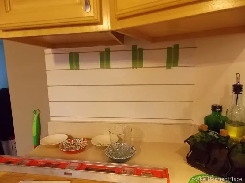 taping painted subway tile backsplash part 2