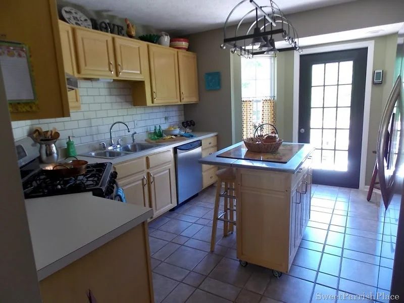 faux subway tile backsplash