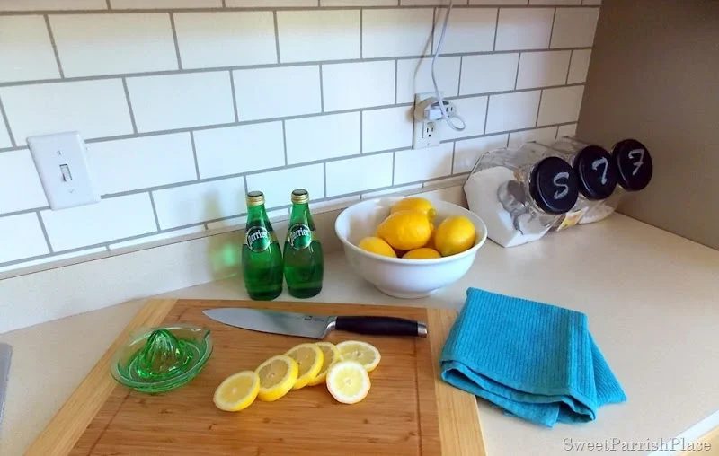 kitchen painted subway tile backsplash