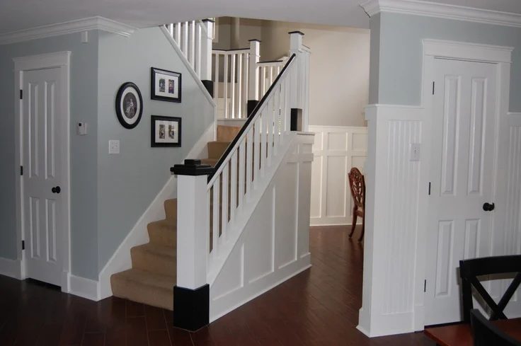 carpeted stairs before the painted stair remodel, Classic Style Home on Bekob