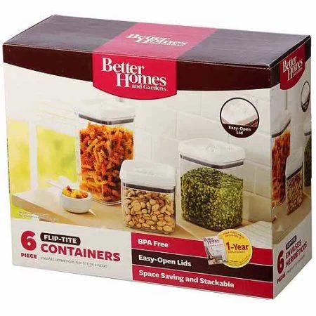 Better Homes And Gardens Flip Tite 6 Piece Storage Set, Clear