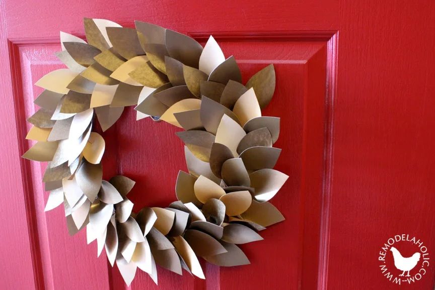Diy Paper Christmas Wreath, Paper Leaf Wreath walkthrough, Bekob