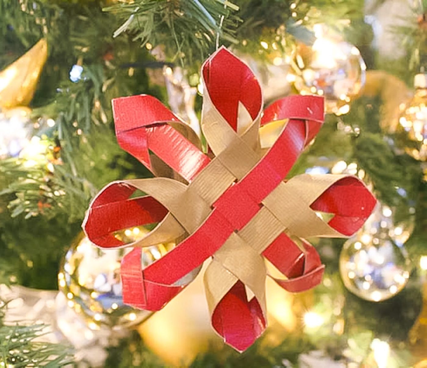 Handmade Woven Paper Snowflake Ornament (Paper Christmas Decorations; Day 3)