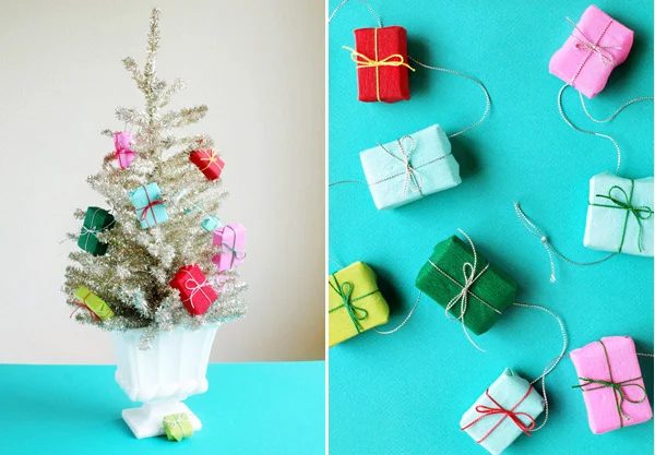 Mini Wrapped Present Garland made out of paper featured on Bekob.com