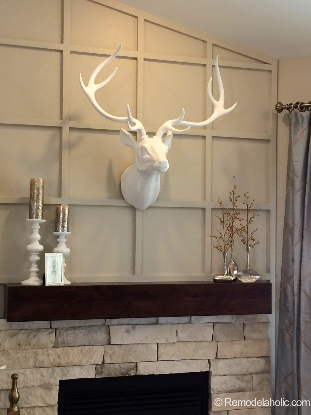 Fireplace Wall Treatment with deer head
