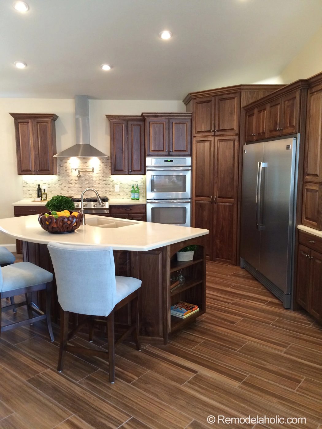 Hide a corner pantry by building it in to the cabinetry