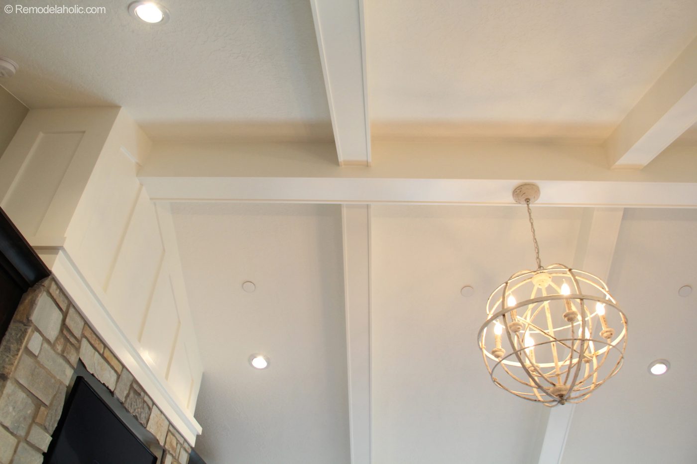 Living Room Ceiling Beams and Light