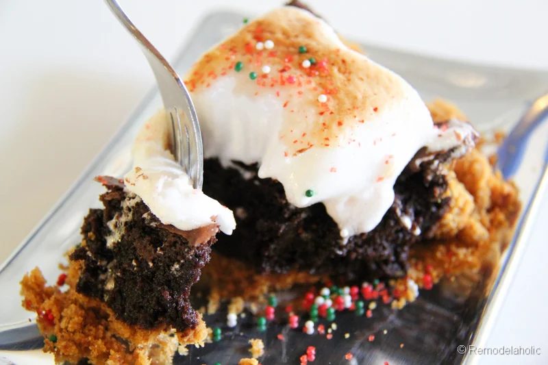 Fudge Brownie S'more Pie using Peeps