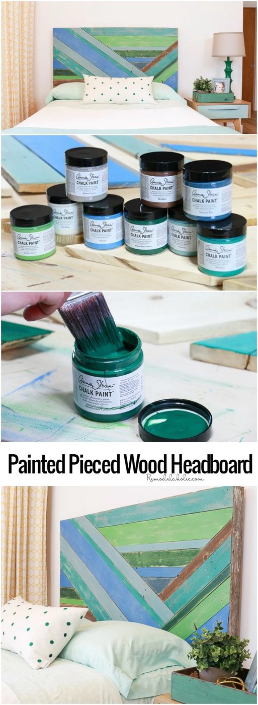 Let your scrap pile of reclaimed wood shine! This Handmade walkthrough shows you step by step how to build a pieced wood headboard, with optional color washing with #AnnieSloan cha