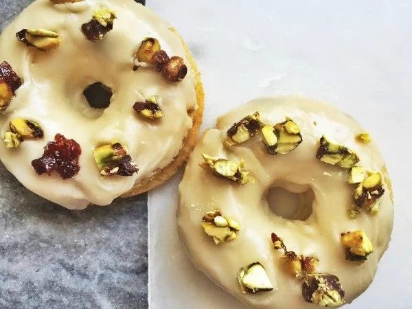Pistachio and Cranberry Baked Donuts