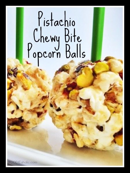 Pistachio Chewy Bite Popcorn Balls | FOODIEaholic.com #recipe #cooking #treat #dessert #healthy #Halloween #popcorn #pistachio #vegan #glutenfree