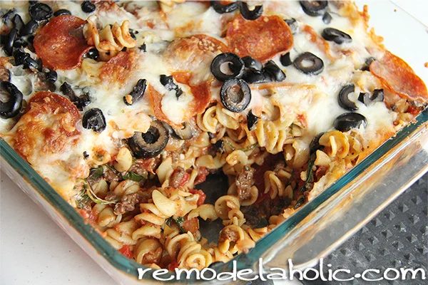 Pizza Pasta Casserole Recipe @Bekob Pizza Pasta Casserole Freezer Meal 3
