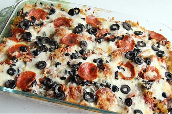 Pizza Pasta Casserole Recipe @Bekob Pizza Pasta Casserole Freezer Meal