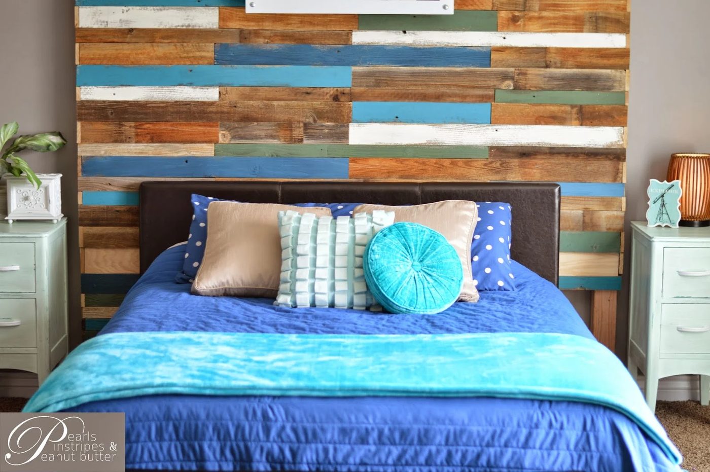 how to build a focal headboard wall, Pearls Pinstripes and Peanut Butter on Bekob