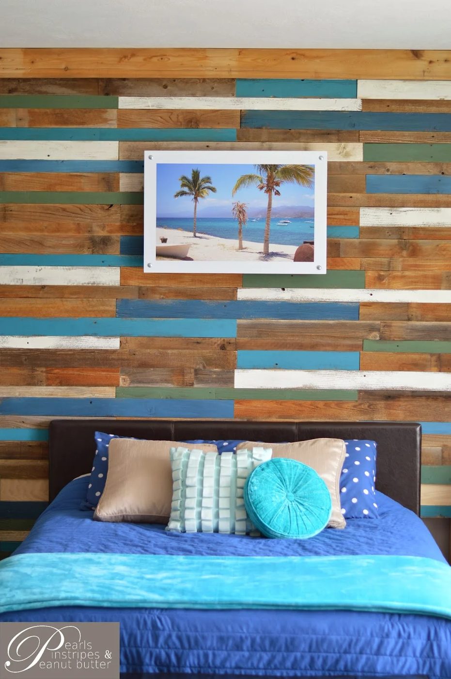 rustic plank headboard wall - accent wall, Pearls Pinstripes and Peanut Butter on Bekob