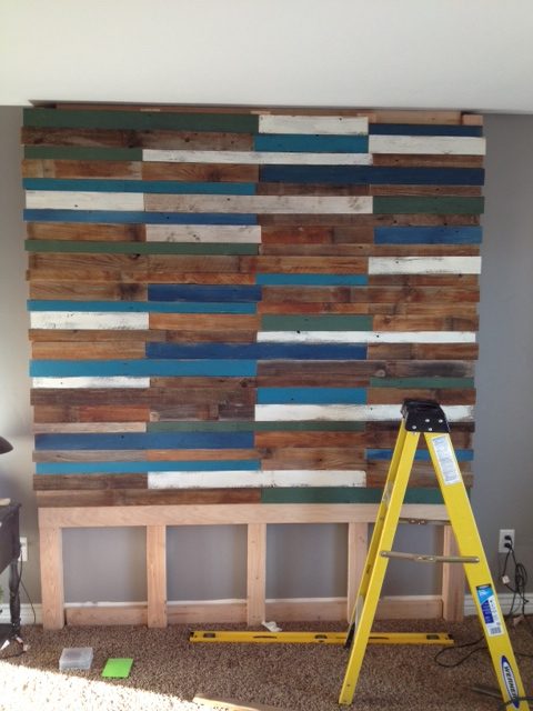 building a colorful blue plank headboard wall, Pearls Pinstripes and Peanut Butter on Bekob