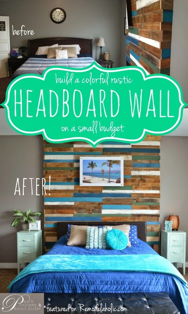 Build a Plank Headboard Wall | Pearls Pinstripes and Peanut Butter featured on Bekob.com #headboardweek #headboard #accentwall #walkthrough