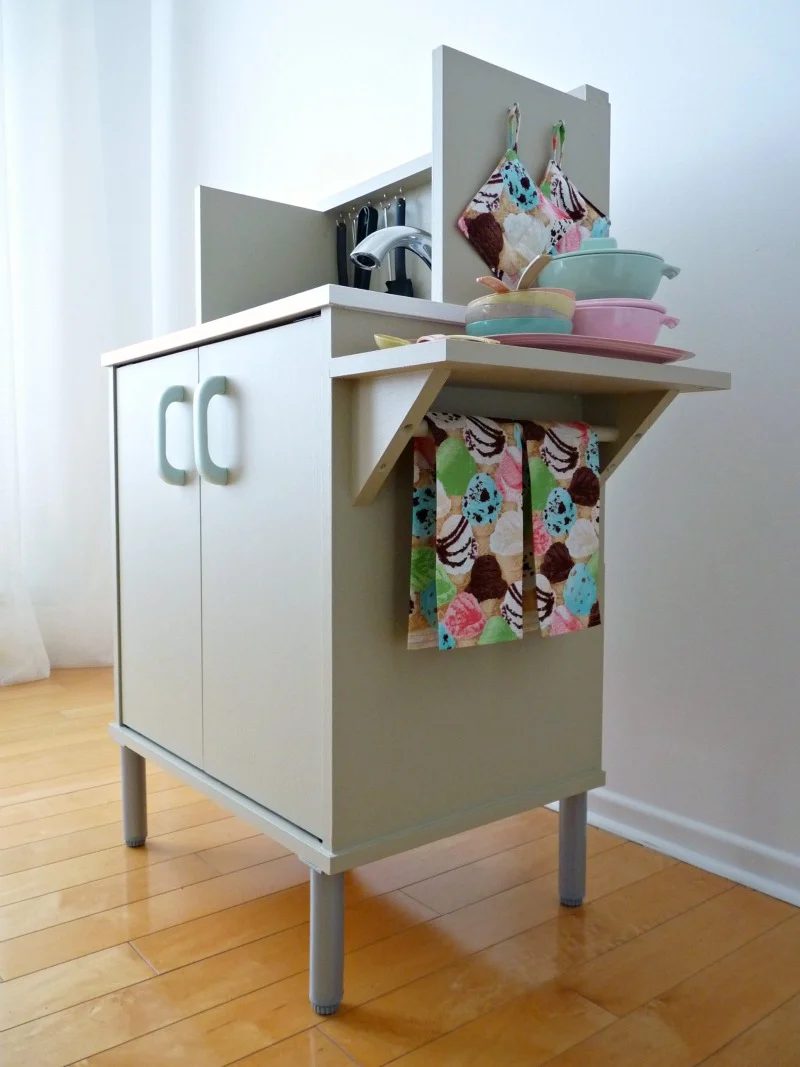 Play Kitchen From Microwave Stand (17)