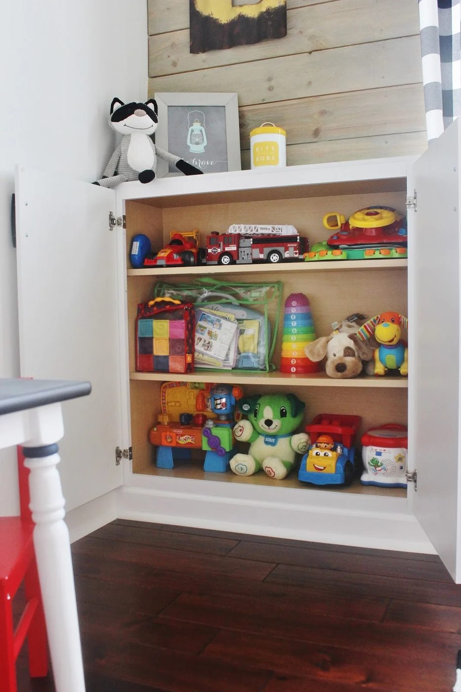 Remodeled Playroom with Built-In Storage by Delightfully Noted featured on Bekob
