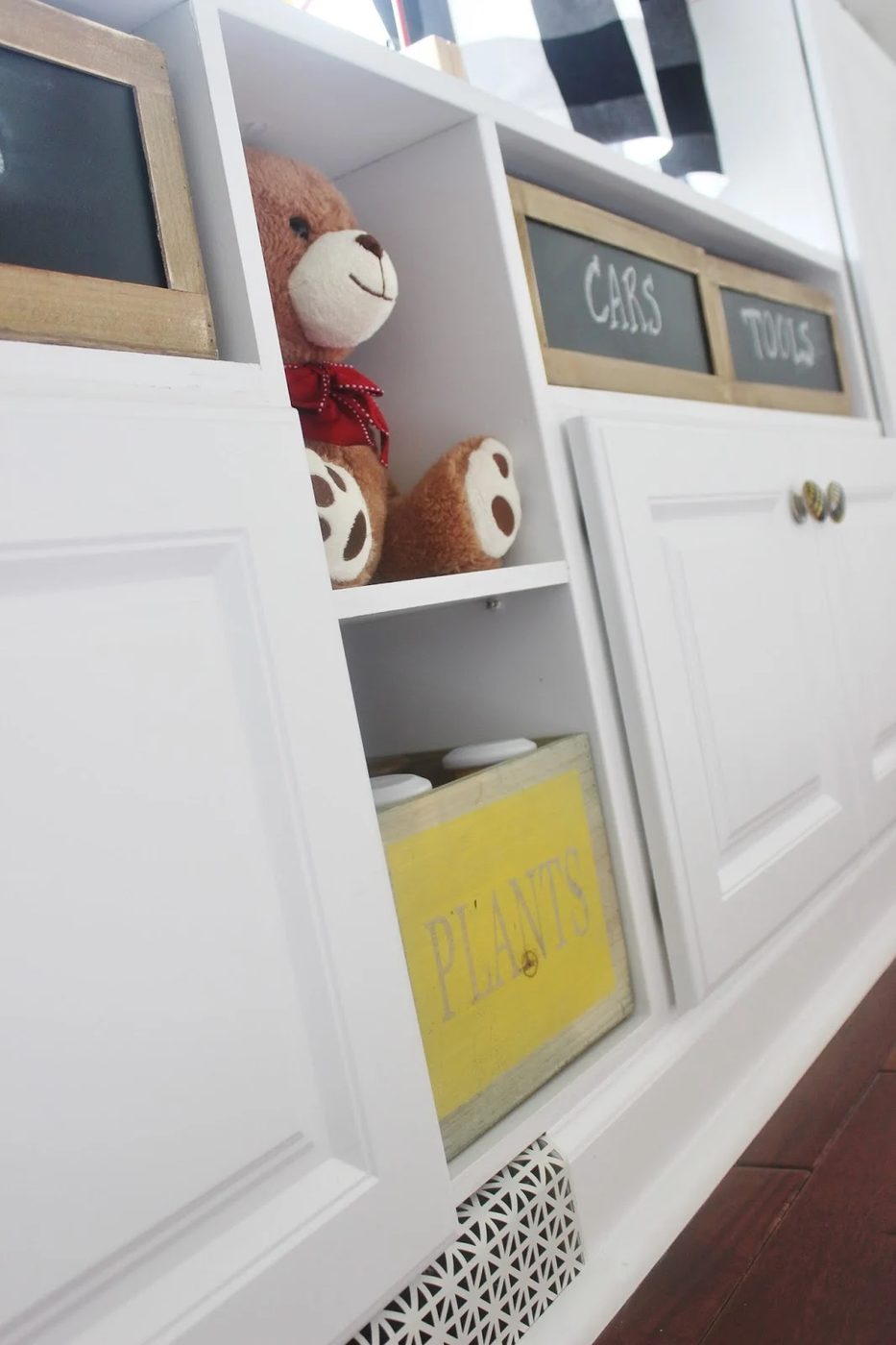 Remodeled Playroom with Built-In Storage Cabinets by Delightfully Noted featured on Bekob