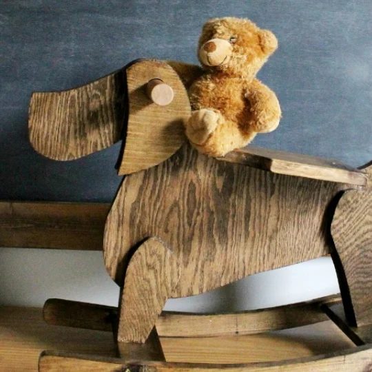 Wooden Dog Rocking Chair