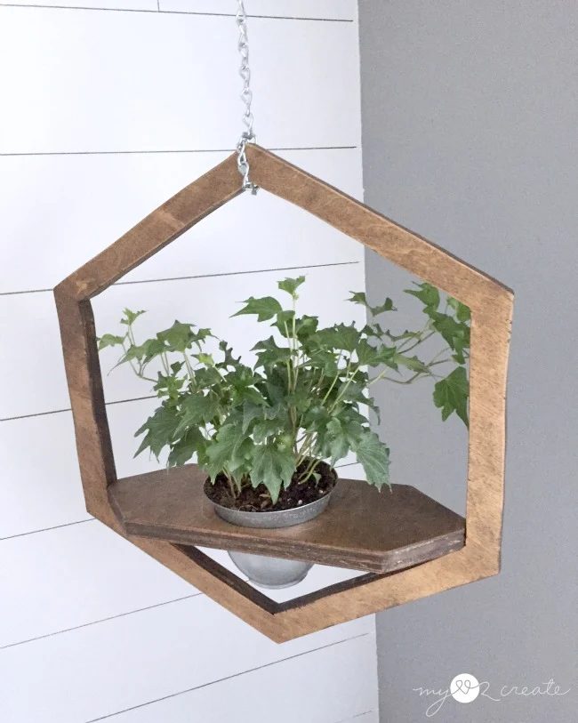 Hexagon Hanging Planter Topish View, MyLove2Create