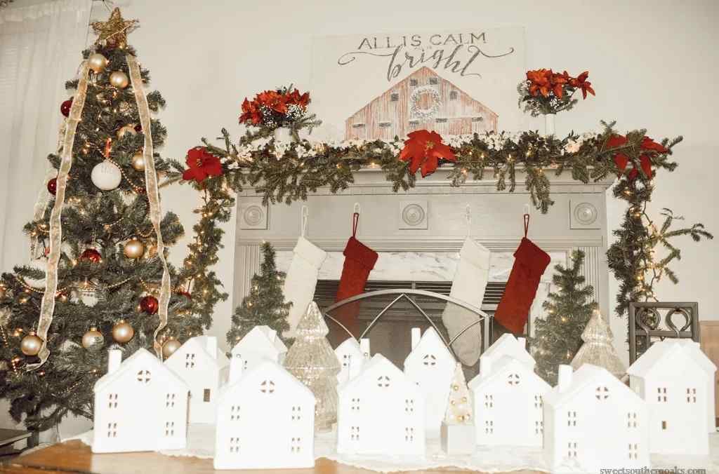Poinsettia Christmas Mantel Sweet Southern Oaks