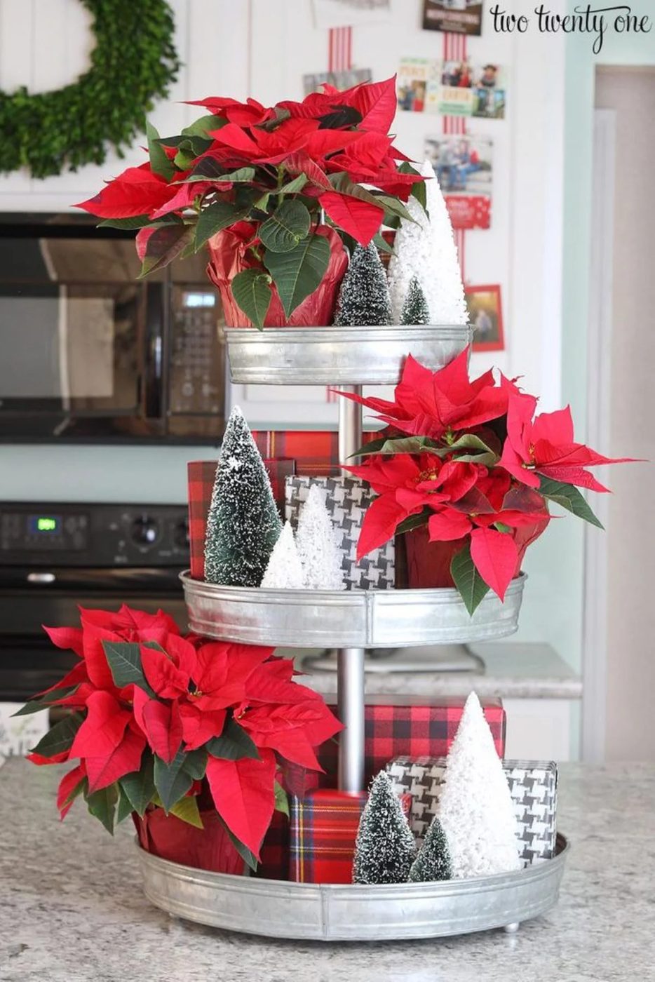 Tiered Metal Tray Poinsettia Two Twenty One