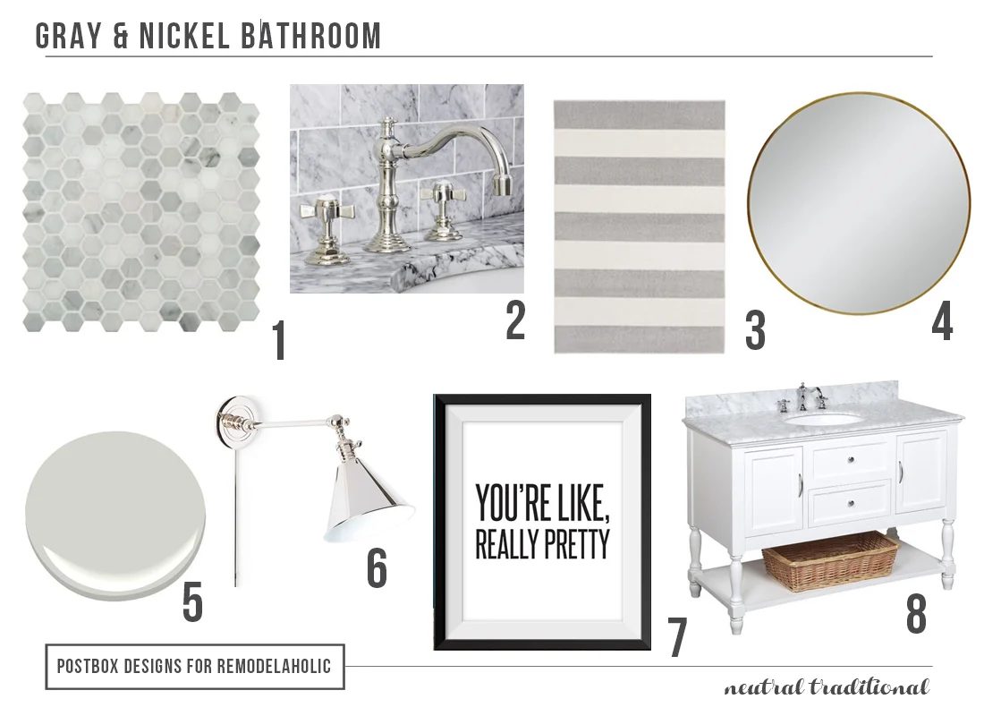 Polished Nickel & Gray Bath with $10 (and Under!) Tile Round-Up