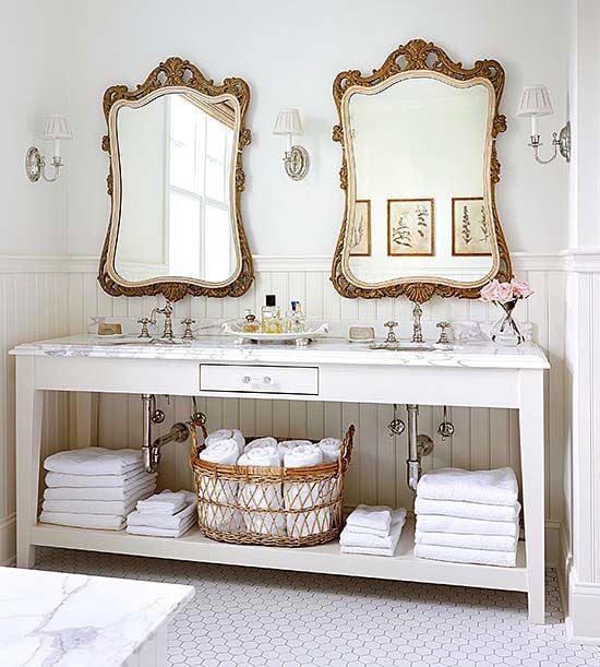 Neutral Double Vanity, gray bath inspiration