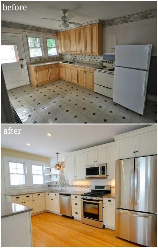 Dated Duplex Kitchen Remodel Before And After, White Kitchen Remodel options, SoPo Cottage On Bekob