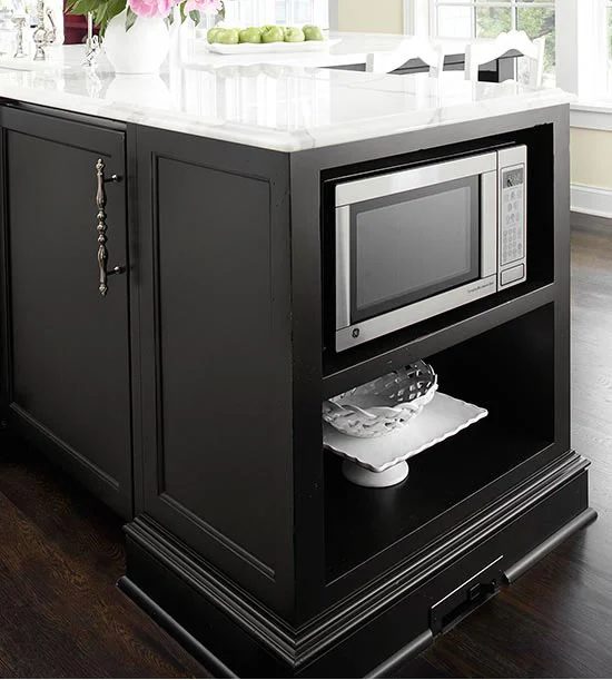 kitchen island with appliance storage via BHG