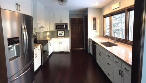 long U-shape kitchen floor plan remodel, Bekob