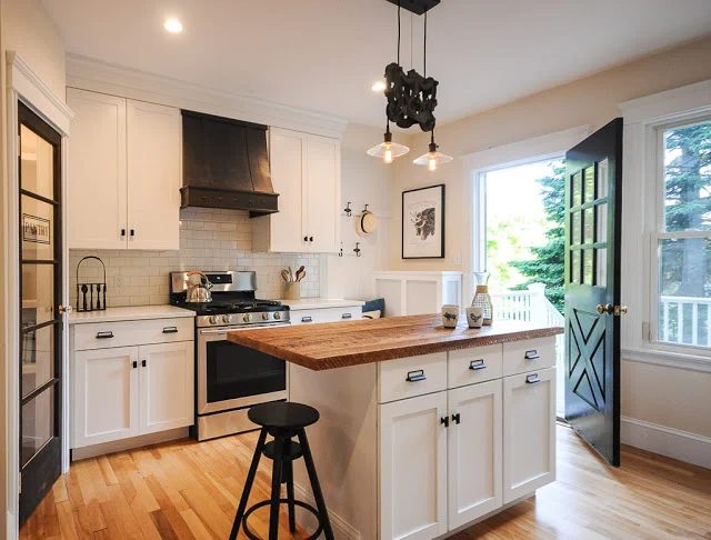 6 Total Kitchen Remodel With Custom Range Hood Glass Door Pantry And Reclaimed Wood Island By SoPo Cottage Featured On @Bekob
