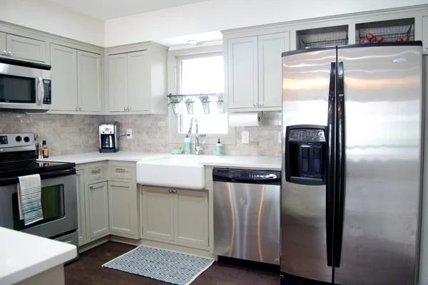 remodeled painted kitchen with refinished wood floor, Ramblings from the Burbs on Bekob