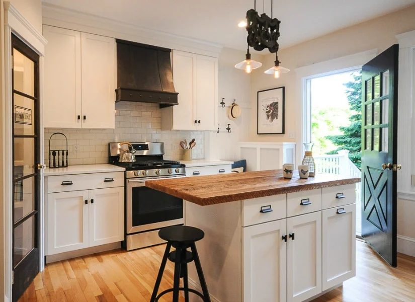 Modernized Bungalow Kitchen Renovation with Reclaimed Wood Countertop