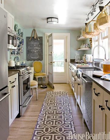 galley kitchen layout in cottage style via House striking