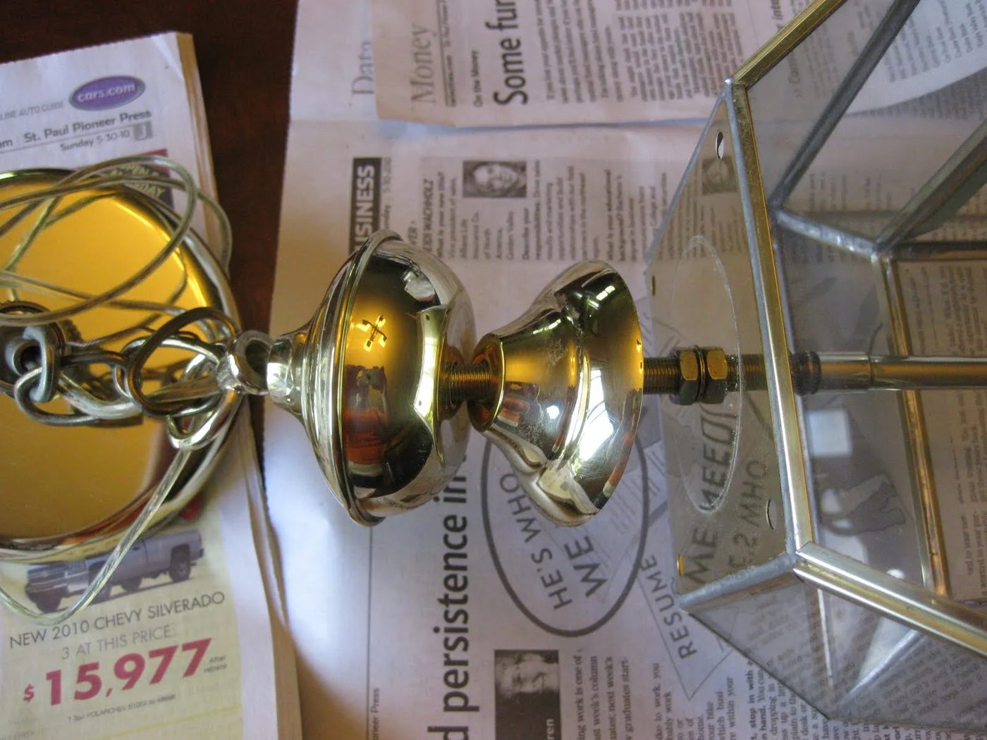 02 Upcycle Old Brass Light Fixture Into Pottery Barn Metal And Glass Pendant Chandelier, Featured On Bekob