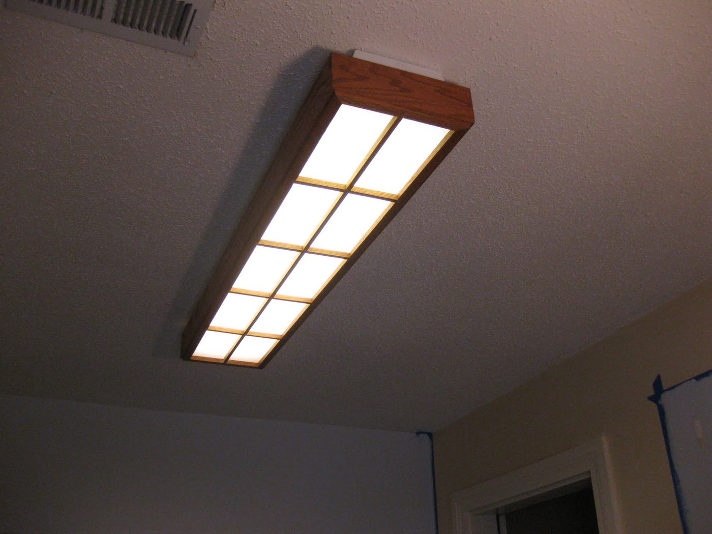 Update An Oak Flourescent Box Light To Hanging Pendant Chandelier, Featured On Bekob