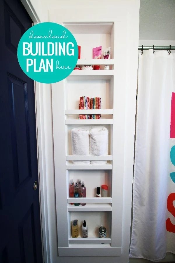 White Recessed Shelves Between Studs In A Wall