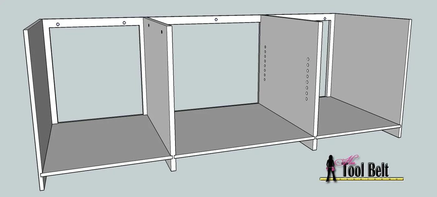 media center building plans - tv console assembly 1, Her Tool Belt on Bekob